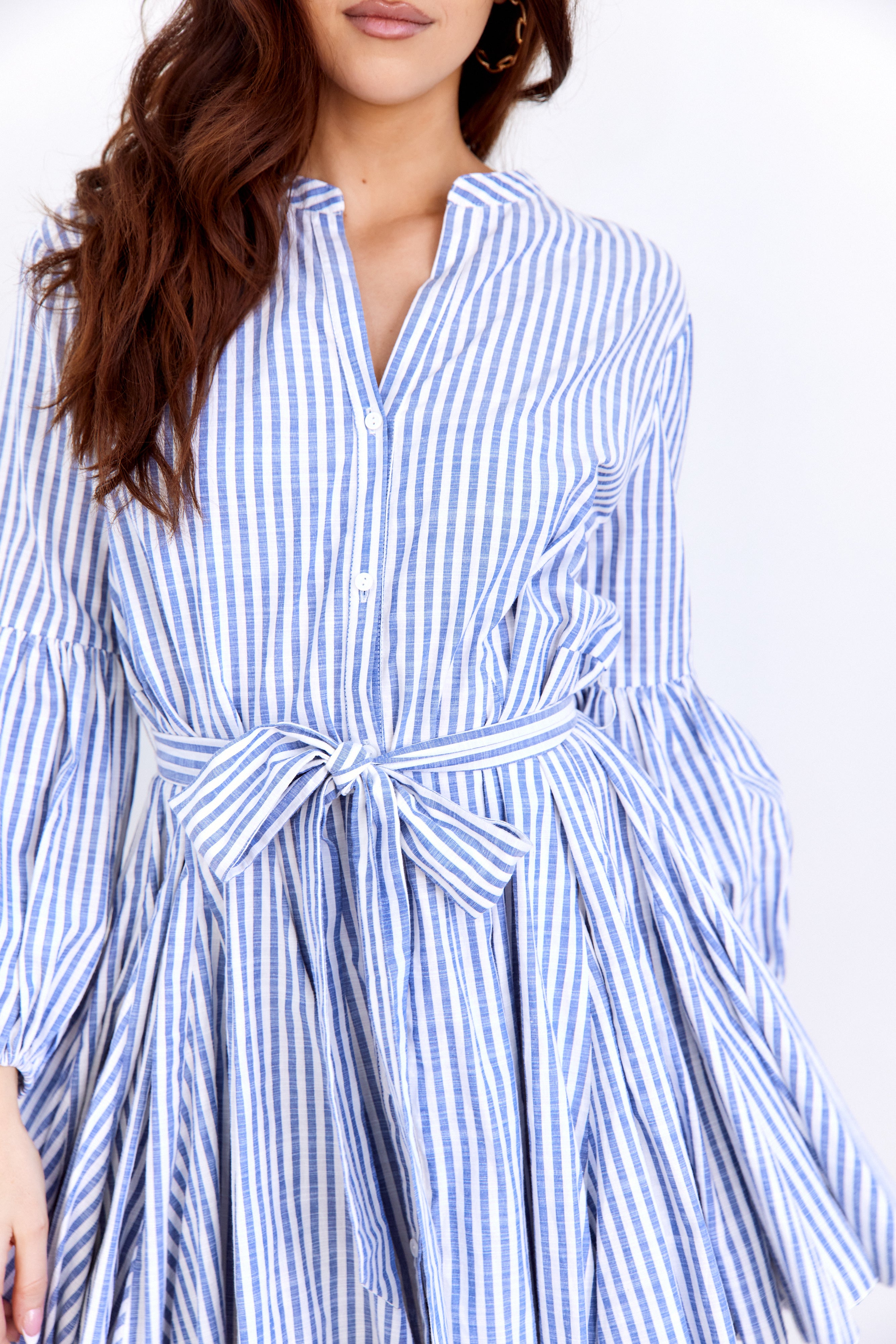Sienna Button Front Striped Mini Dress - fab'rik