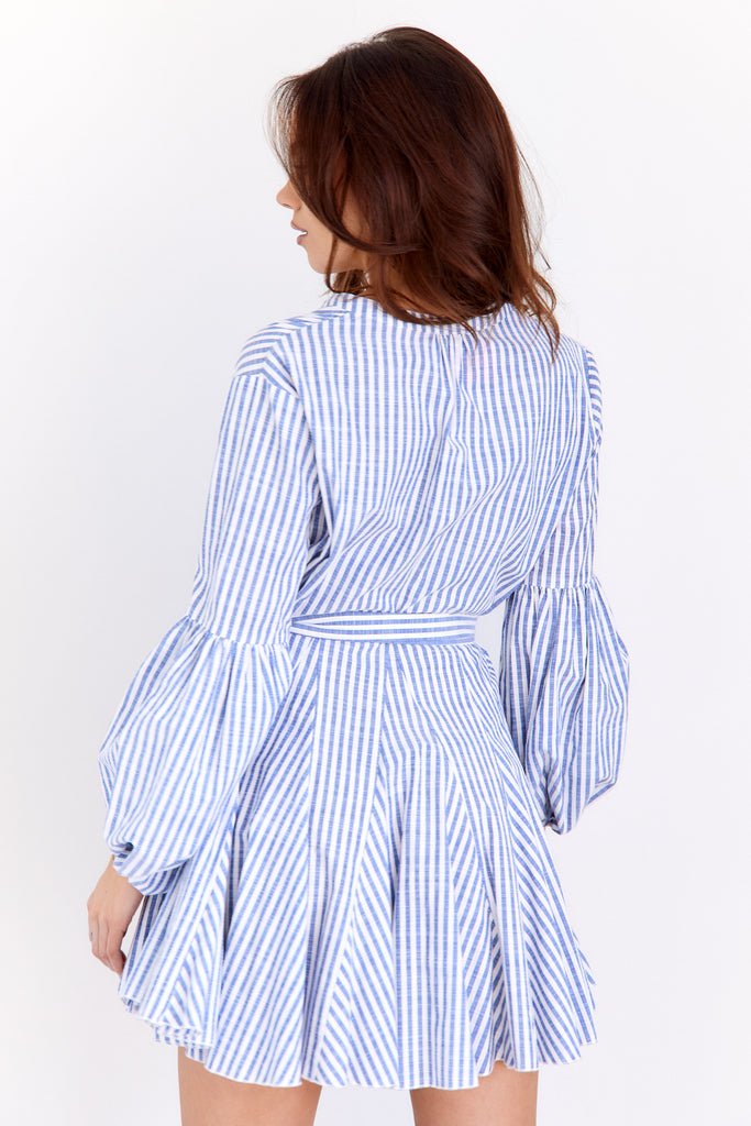 Sienna Button Front Striped Mini Dress - fab'rik