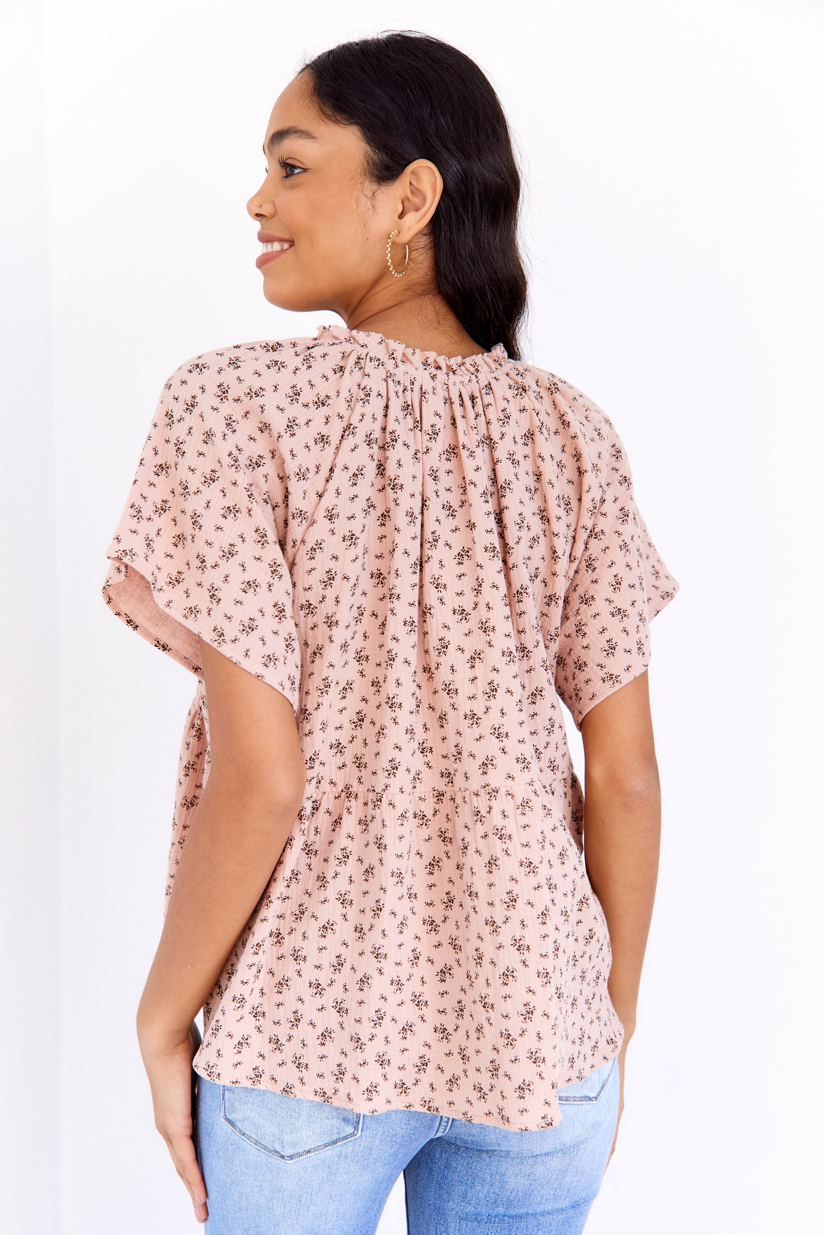 Augusta Tie Front Peplum Top - fab'rik
