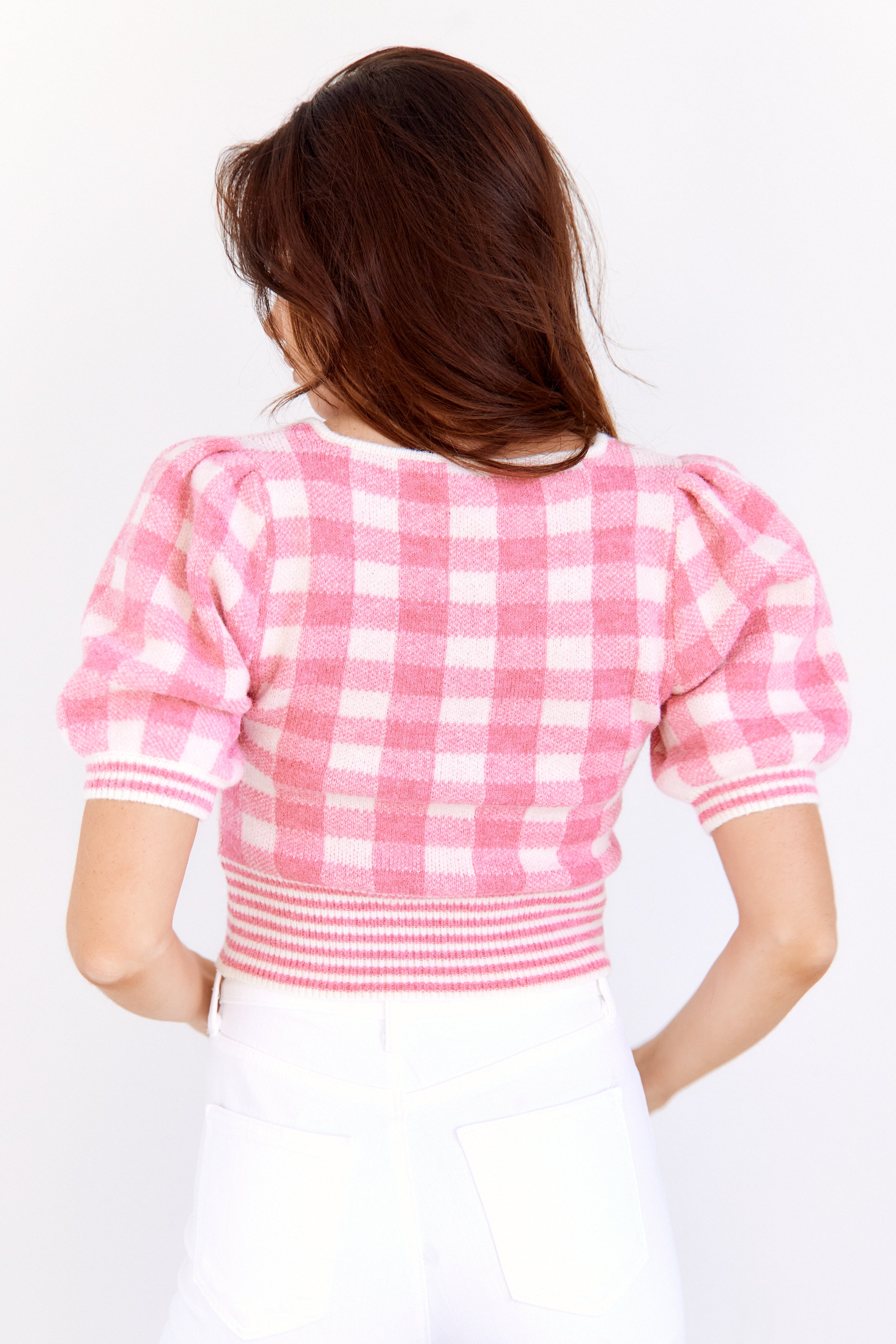 Brielle Plaid Puff Sleeve Sweater - fab'rik