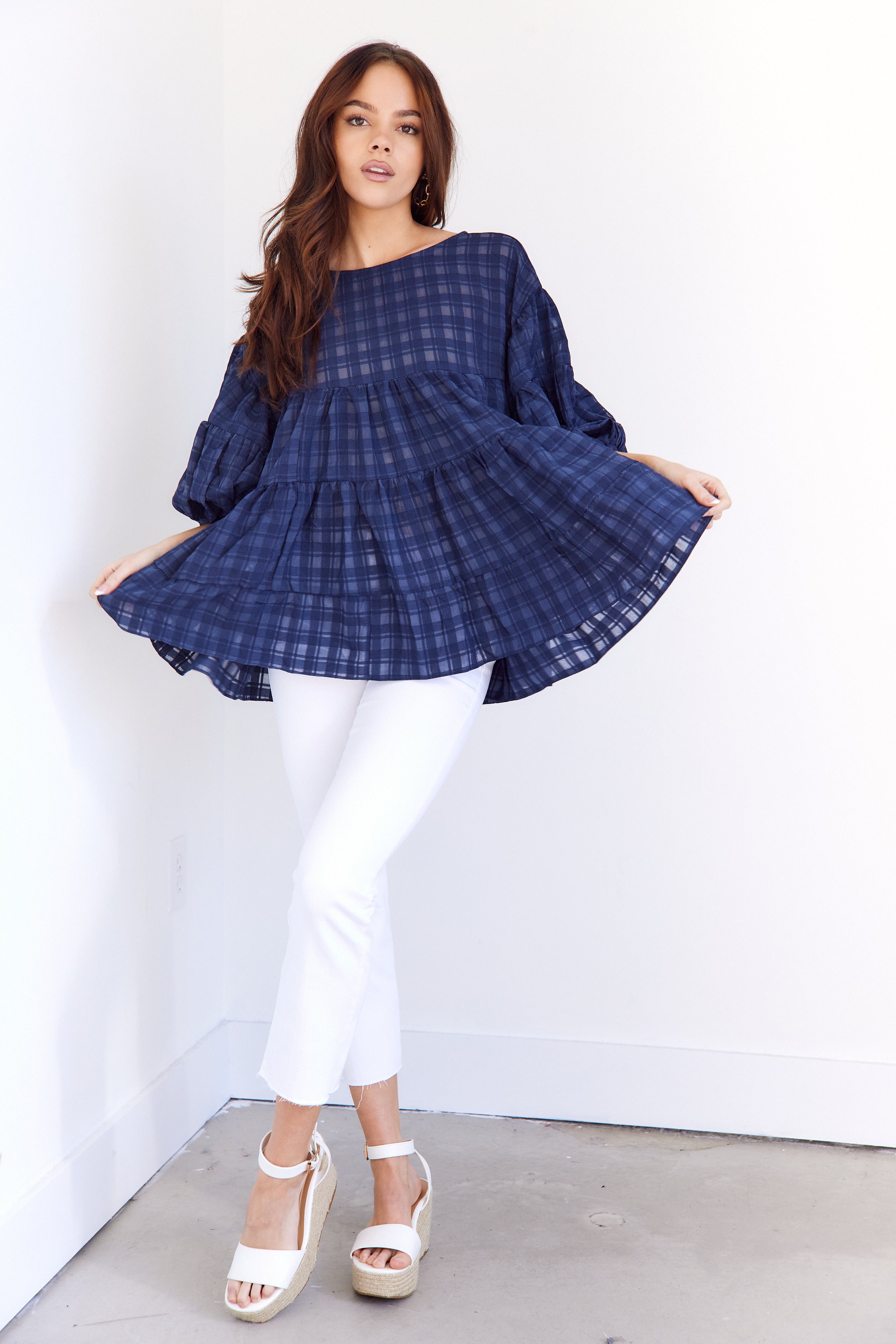 Cecilia Textured Tiered Babydoll Top - fab'rik