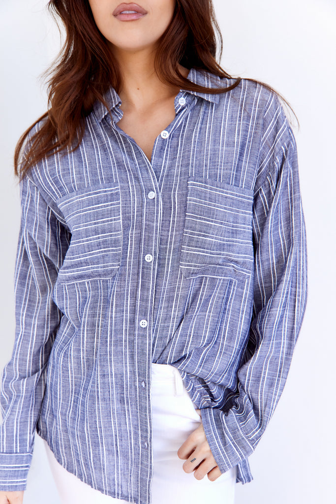 Claire Textured Stripe Button Down - fab'rik