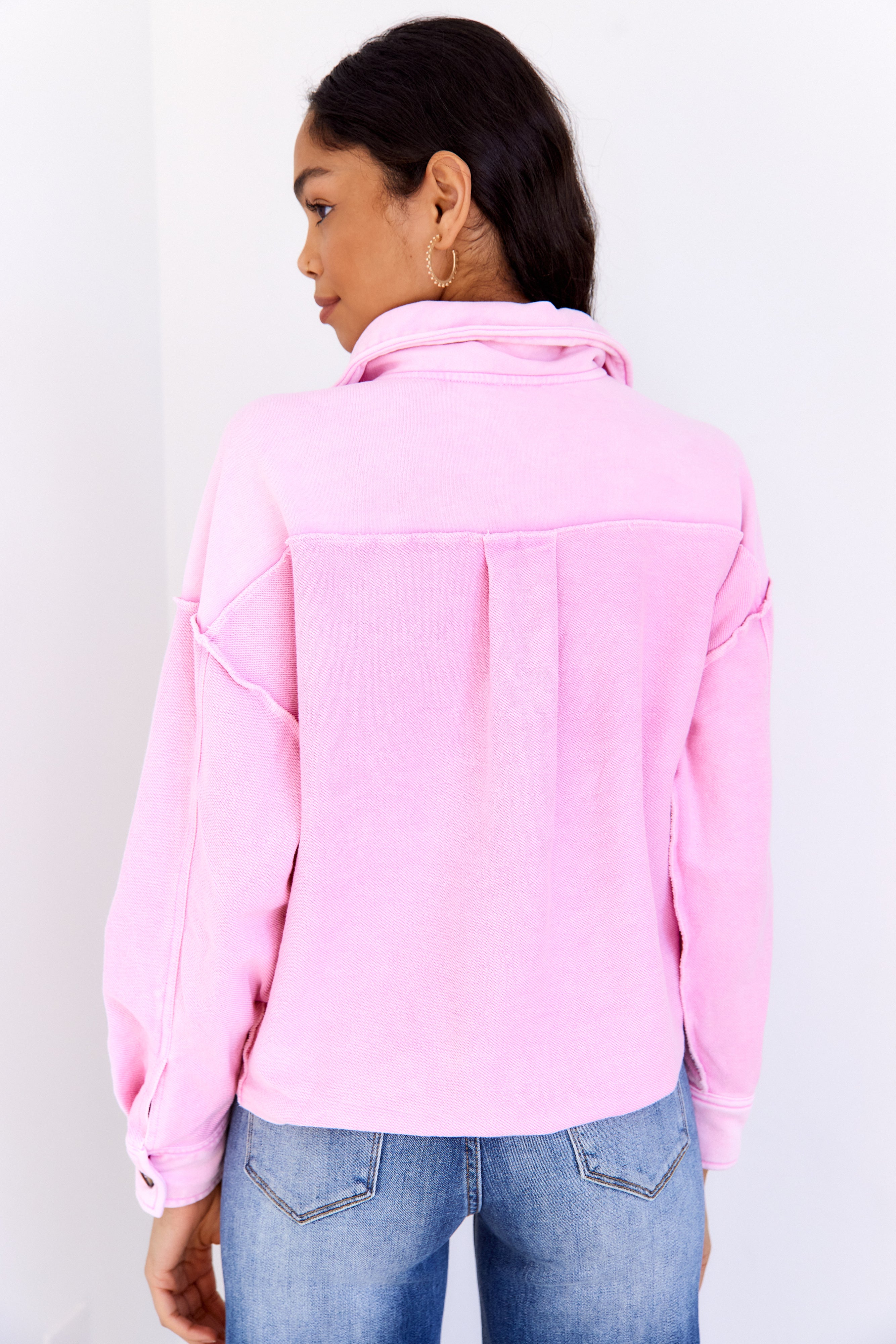Justina Washed French Terry Cropped Jacket - fab'rik
