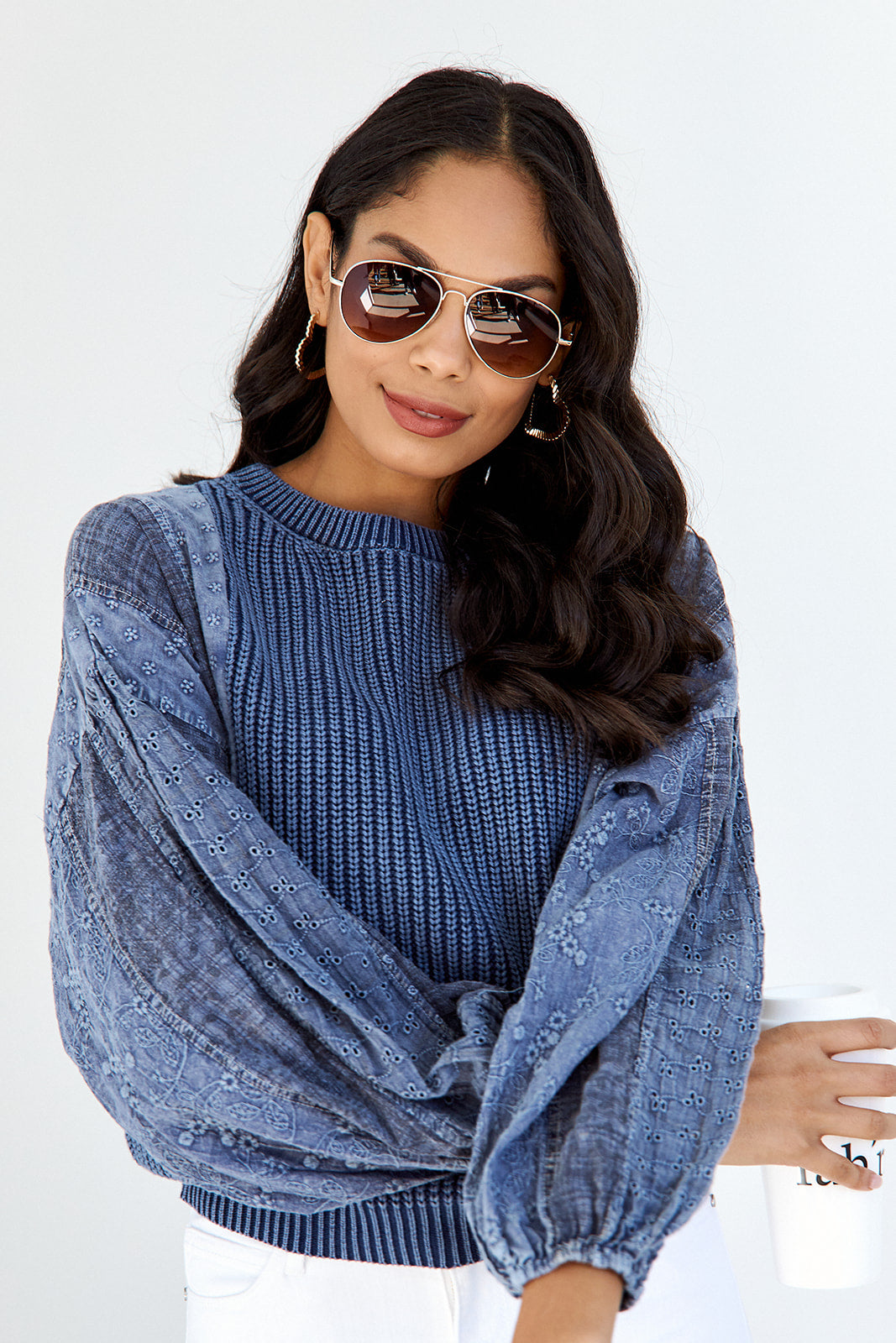 SALE - Cadence Printed Sleeve Sweater - fab'rik