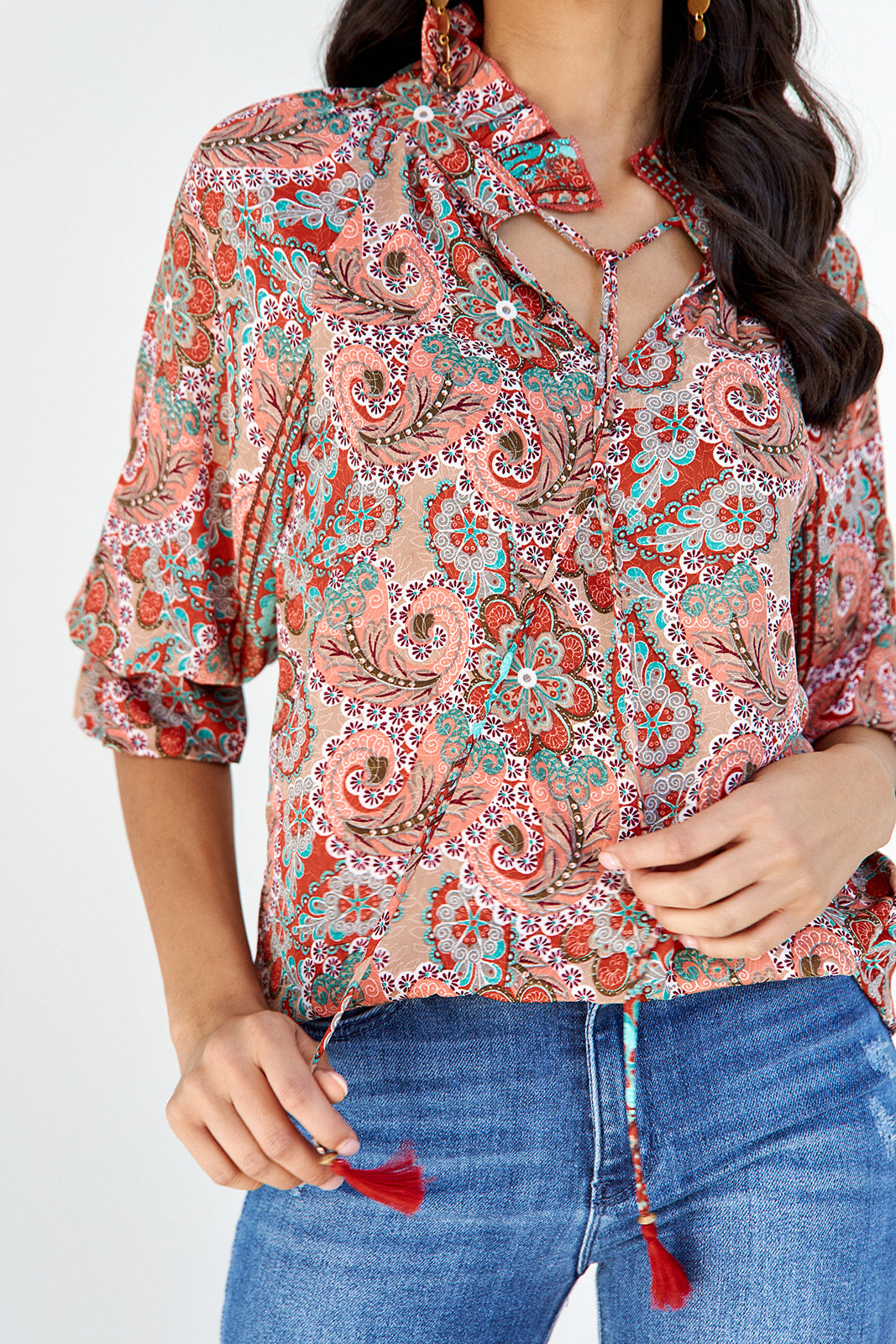 Reine Paisley Printed Long Sleeve Blouse - fab'rik