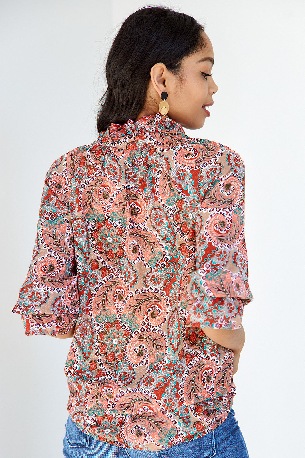 Reine Paisley Printed Long Sleeve Blouse - fab'rik