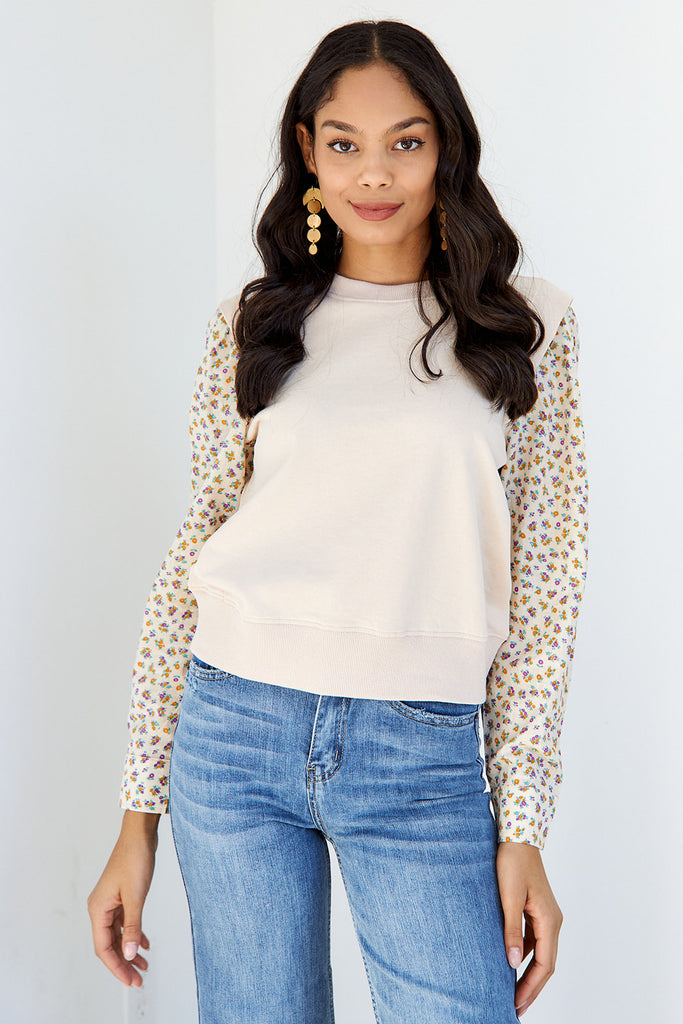 SALE - Powell Woven Sleeve Sweatshirt - fab'rik