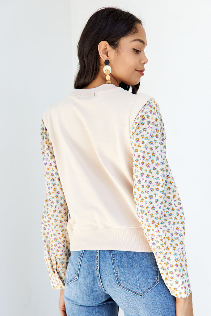 SALE - Powell Woven Sleeve Sweatshirt - fab'rik