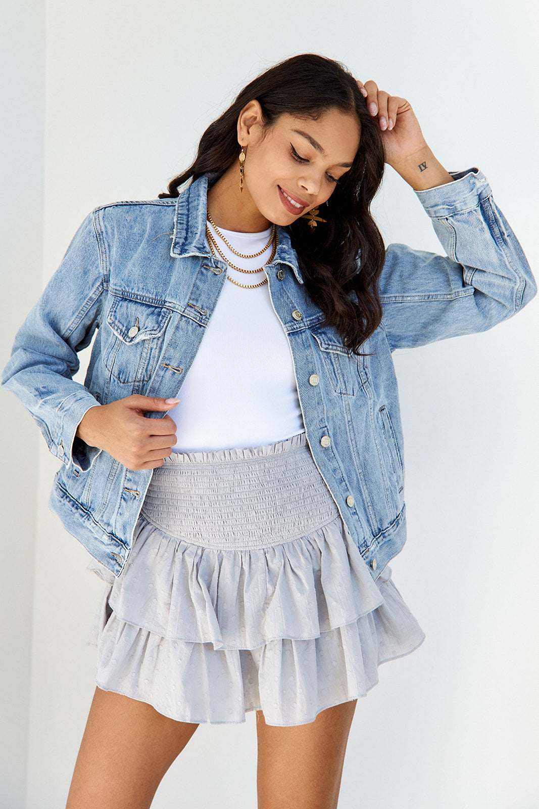Lenny Polka Dot Smocked Waist Ruffled Skort - fab'rik