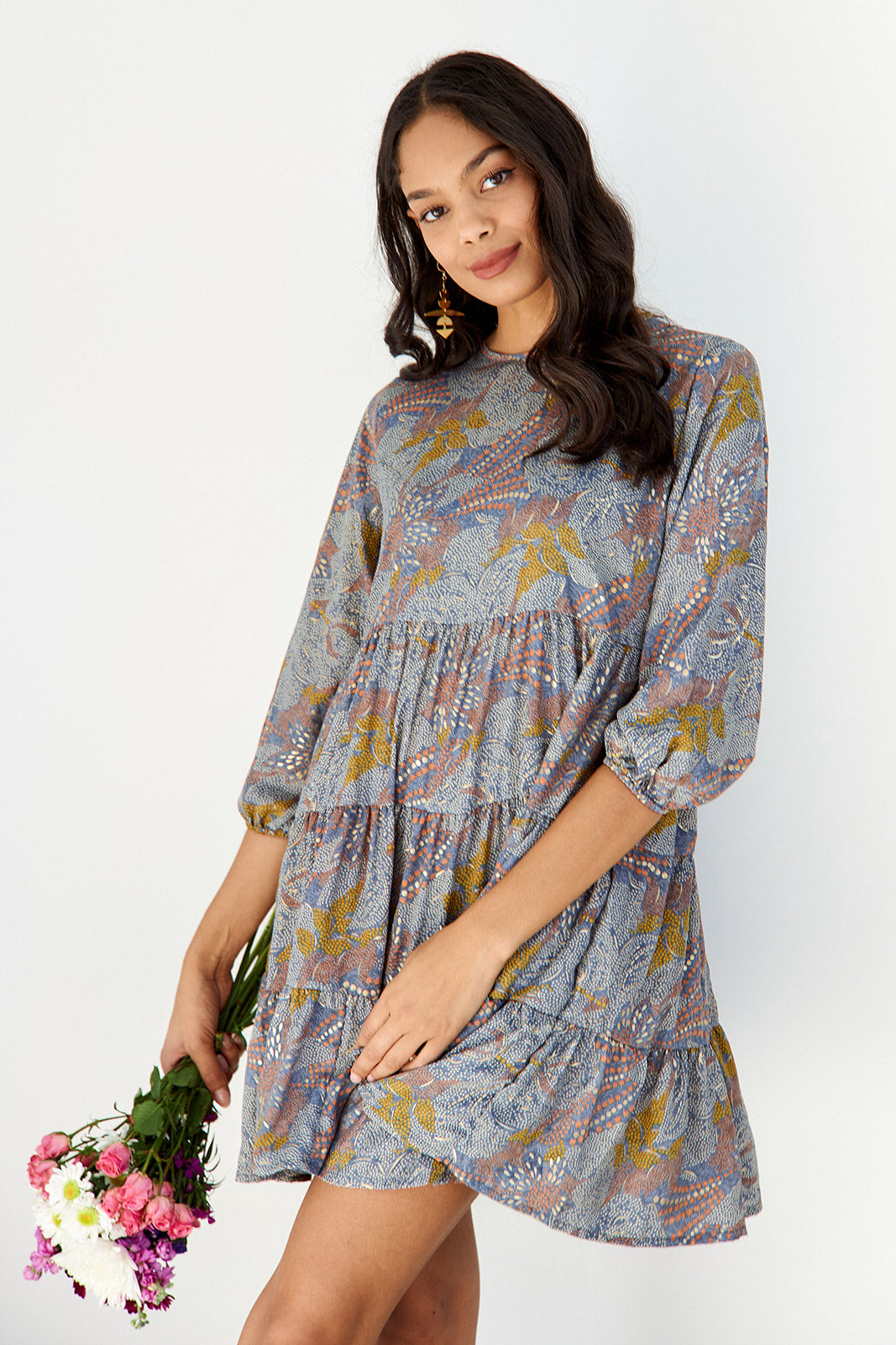 Ingrid Long Sleeve Tiered Mini Dress - fab'rik