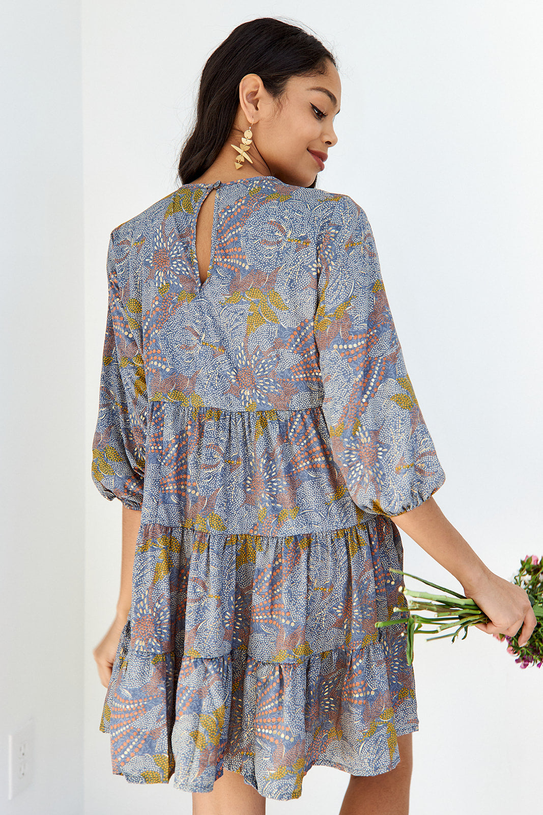 Ingrid Long Sleeve Tiered Mini Dress - fab'rik