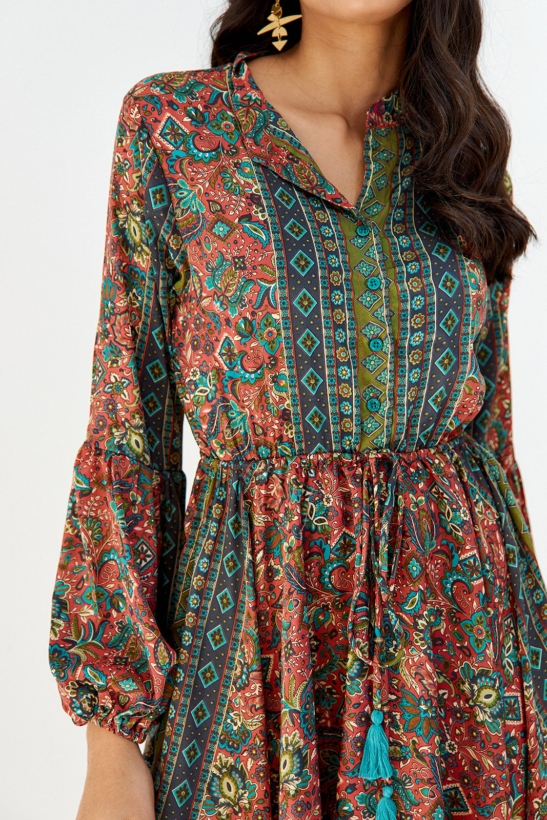 Hilarie Printed Tie Waist Mini Dress - fab'rik