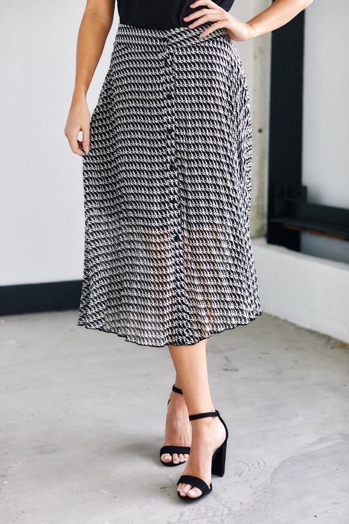 Tate Houndstooth Print Skirt - fab'rik
