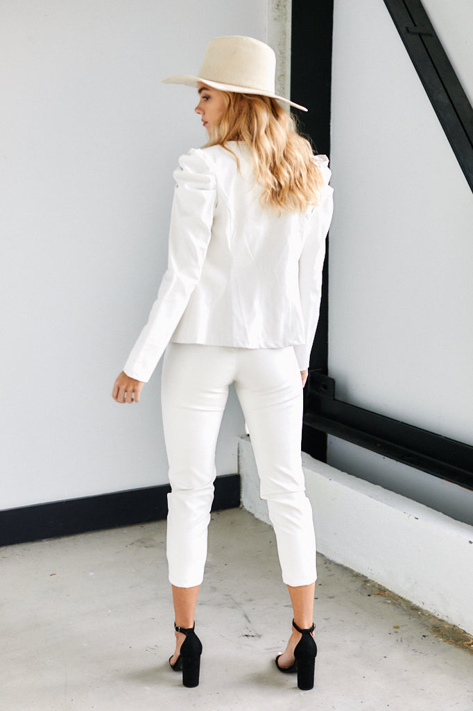 Antoinette Faux Leather Puff Sleeve Jacket - fab'rik