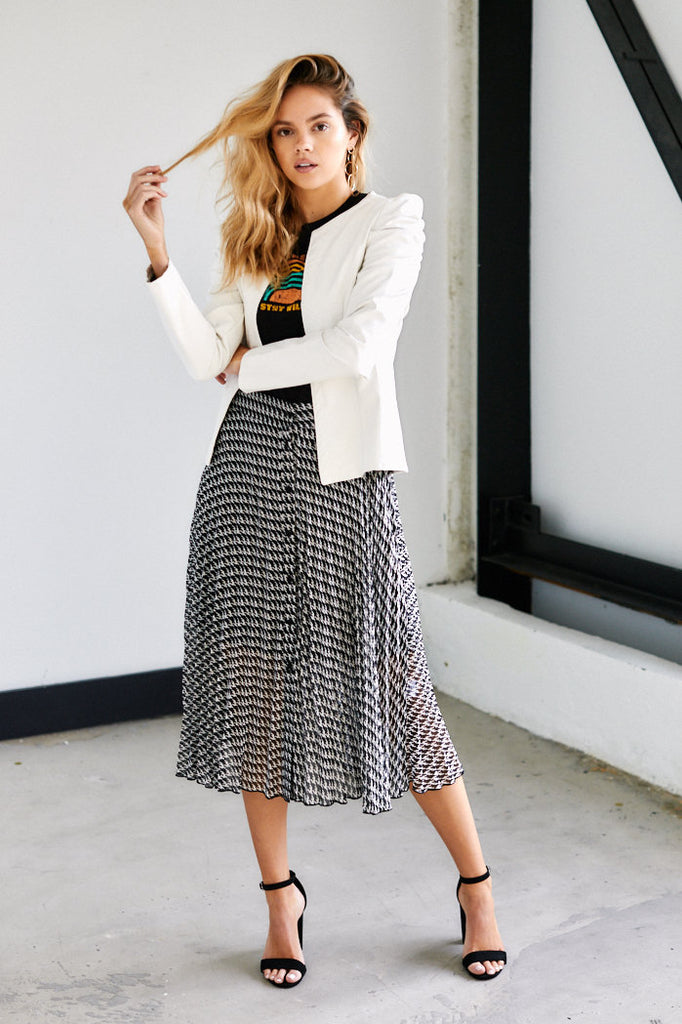 Tate Houndstooth Print Skirt - fab'rik
