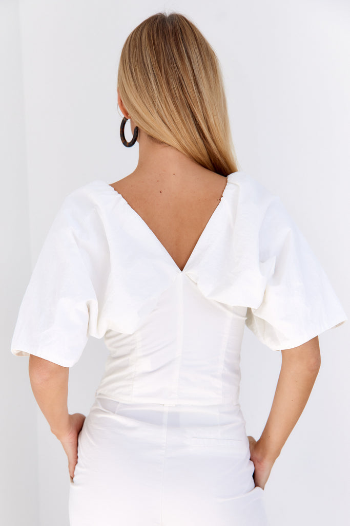 Dawn Balloon Sleeve Crop Top - fab'rik