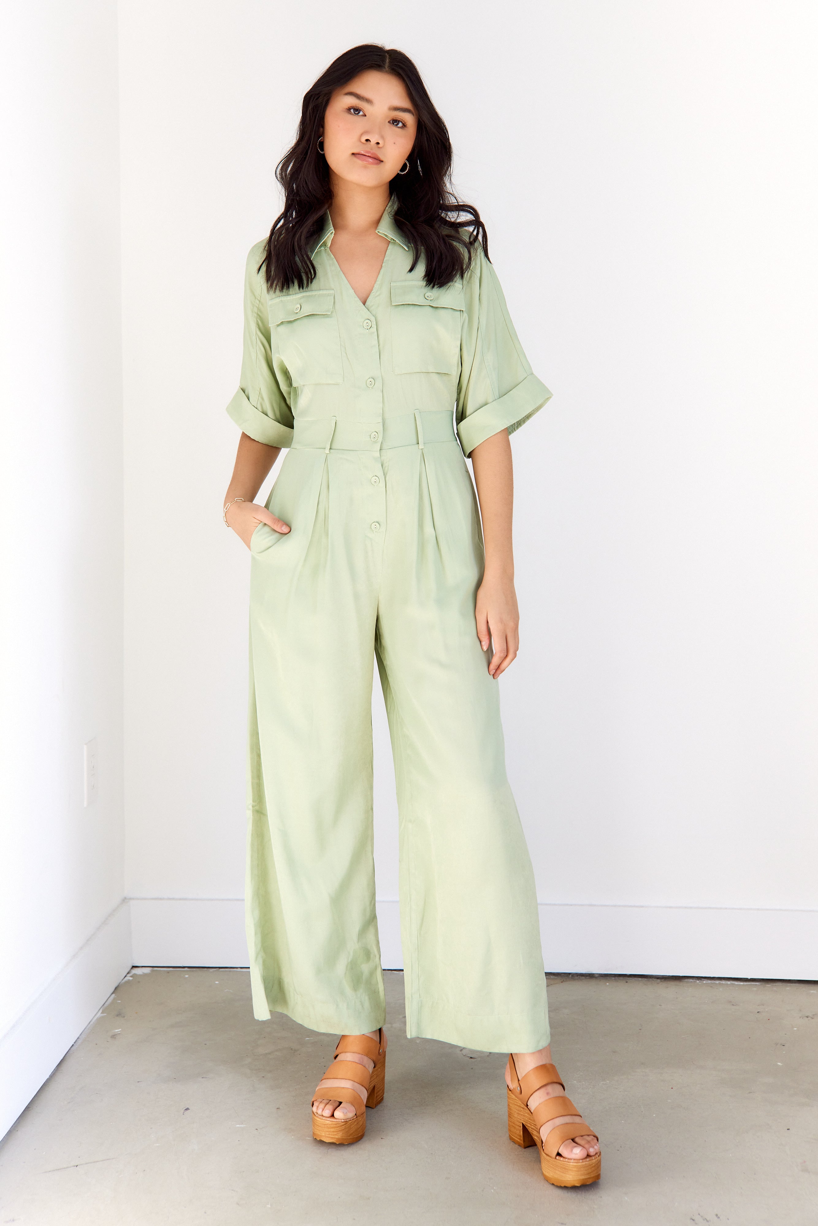 Chrissy Wide Leg Utility Jumpsuit - fab'rik