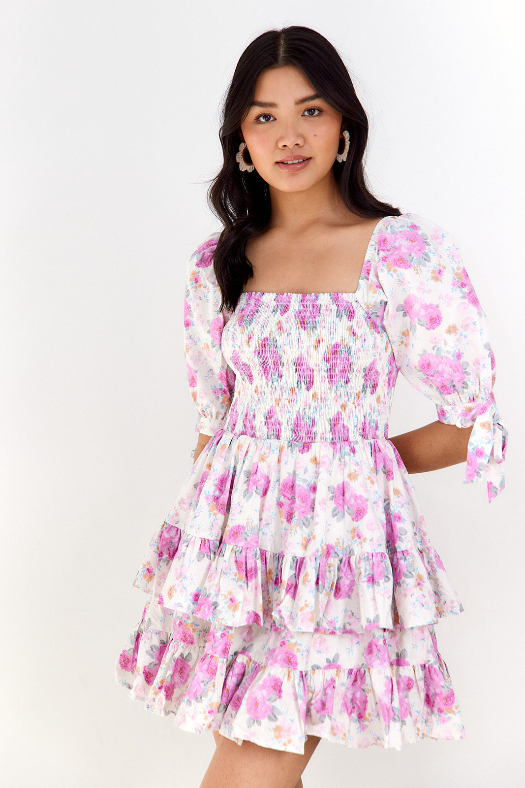 Sienna Floral Puff Sleeve Mini Dress - fab'rik
