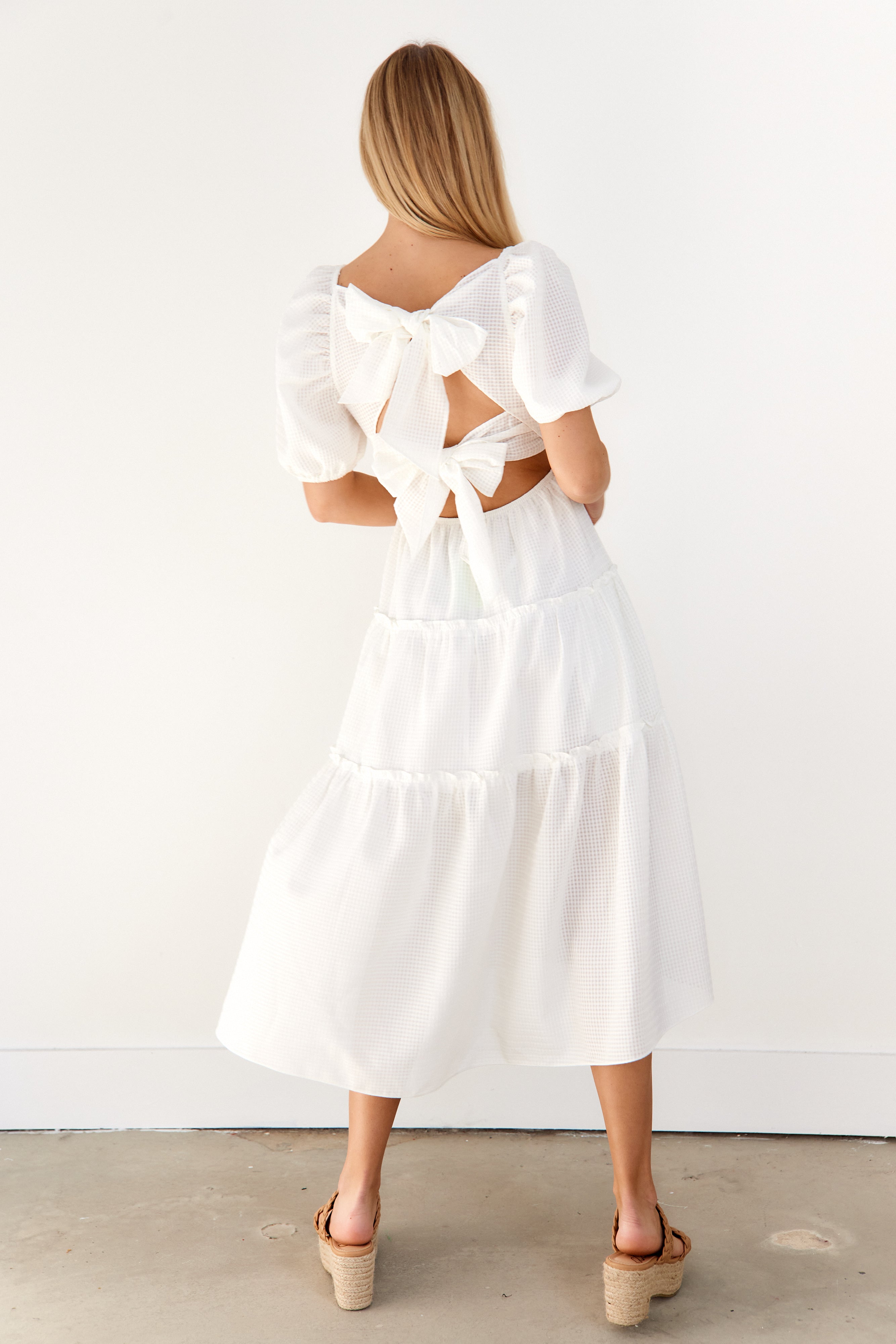 Amanda Tiered Puff Sleeve Midi Dress - fab'rik