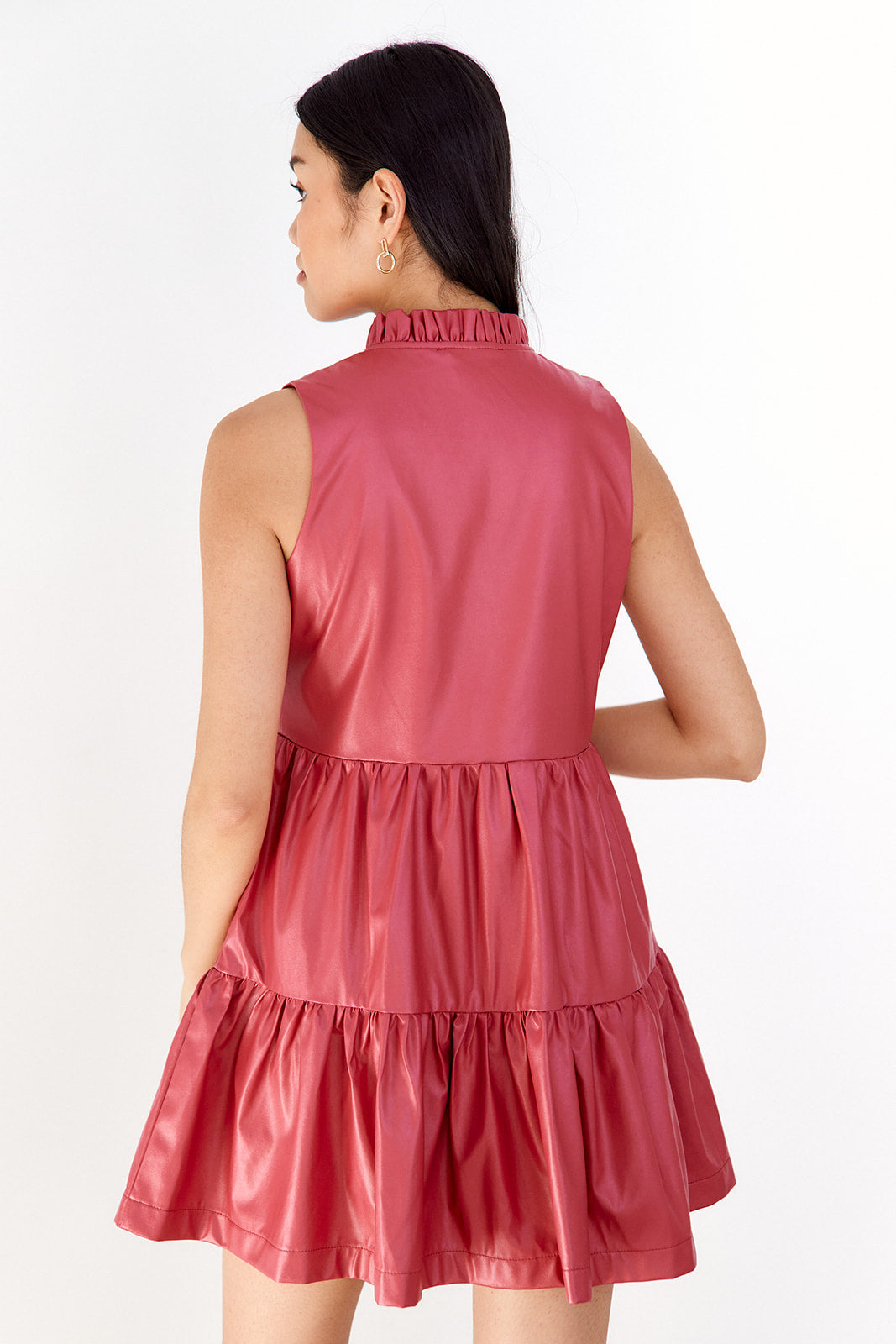 Margie Faux Leather Tiered Mini Dress - fab'rik