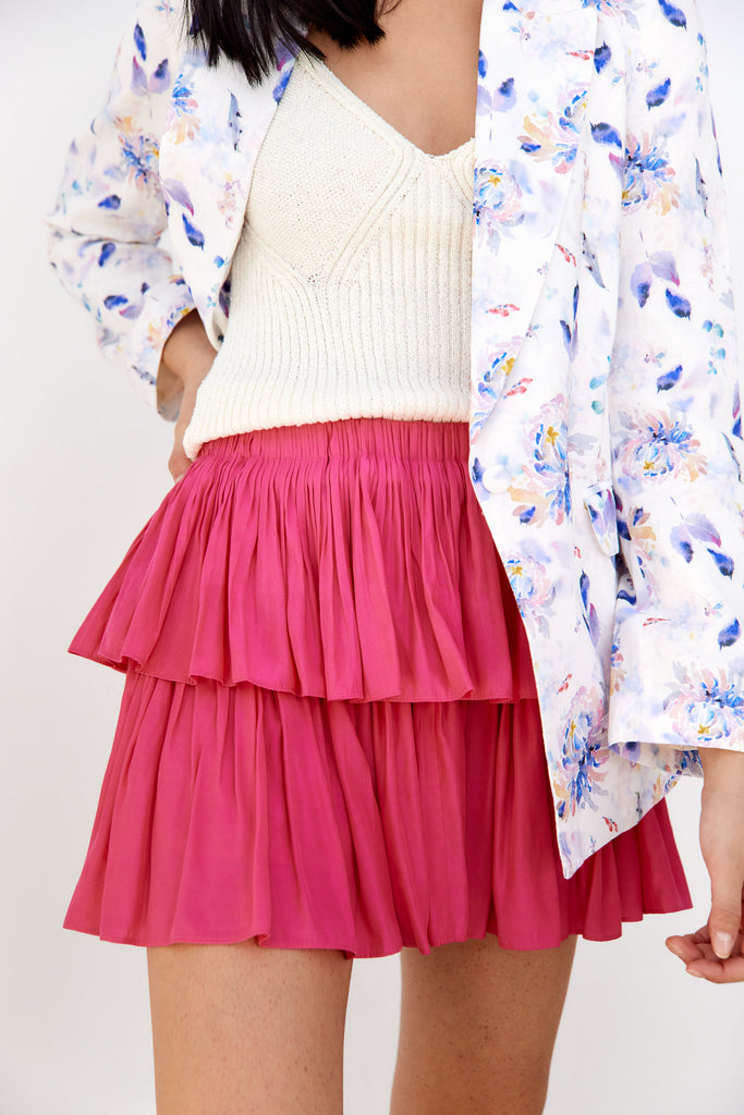 Amelia Tiered Pull On Mini Skirt - fab'rik