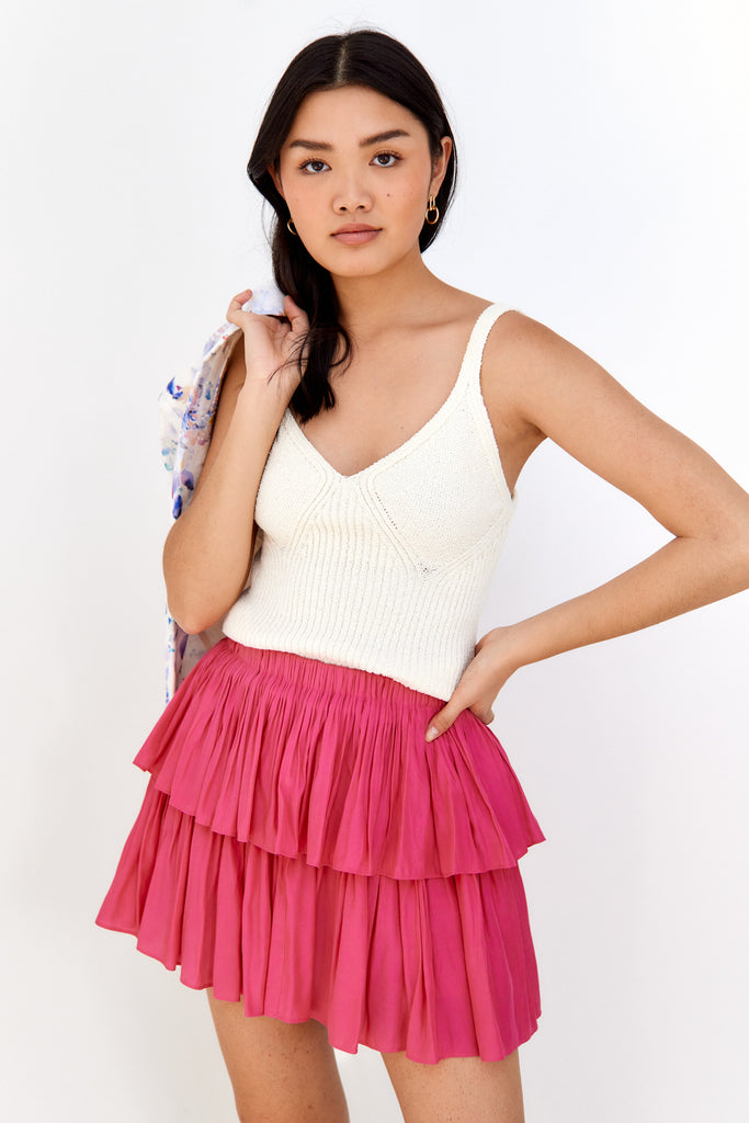 Amelia Tiered Pull On Mini Skirt - fab'rik