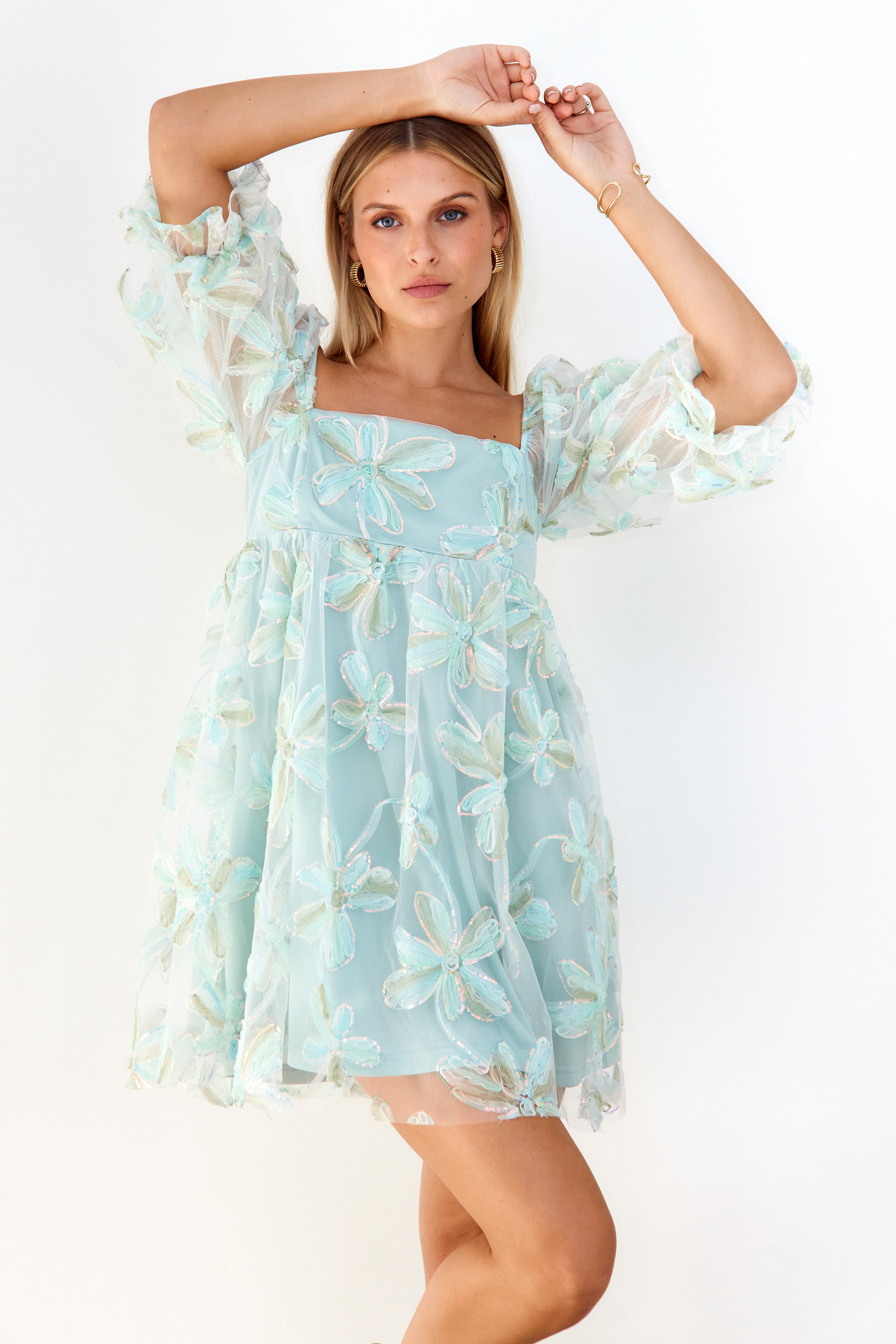 Gina Textured Floral Babydoll Dress - fab'rik