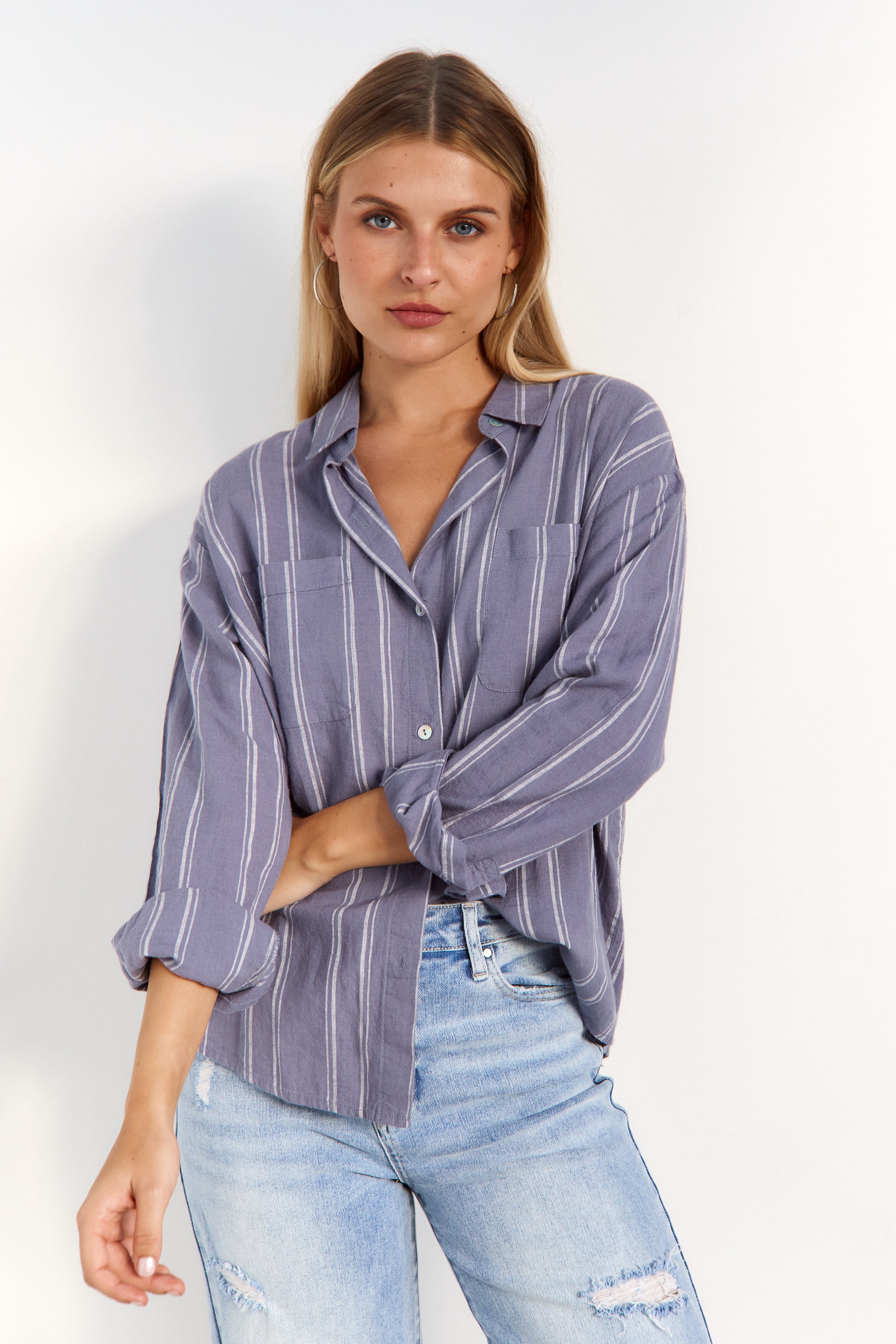Z Supply Sunday Striped Button Up Shirt - fab'rik