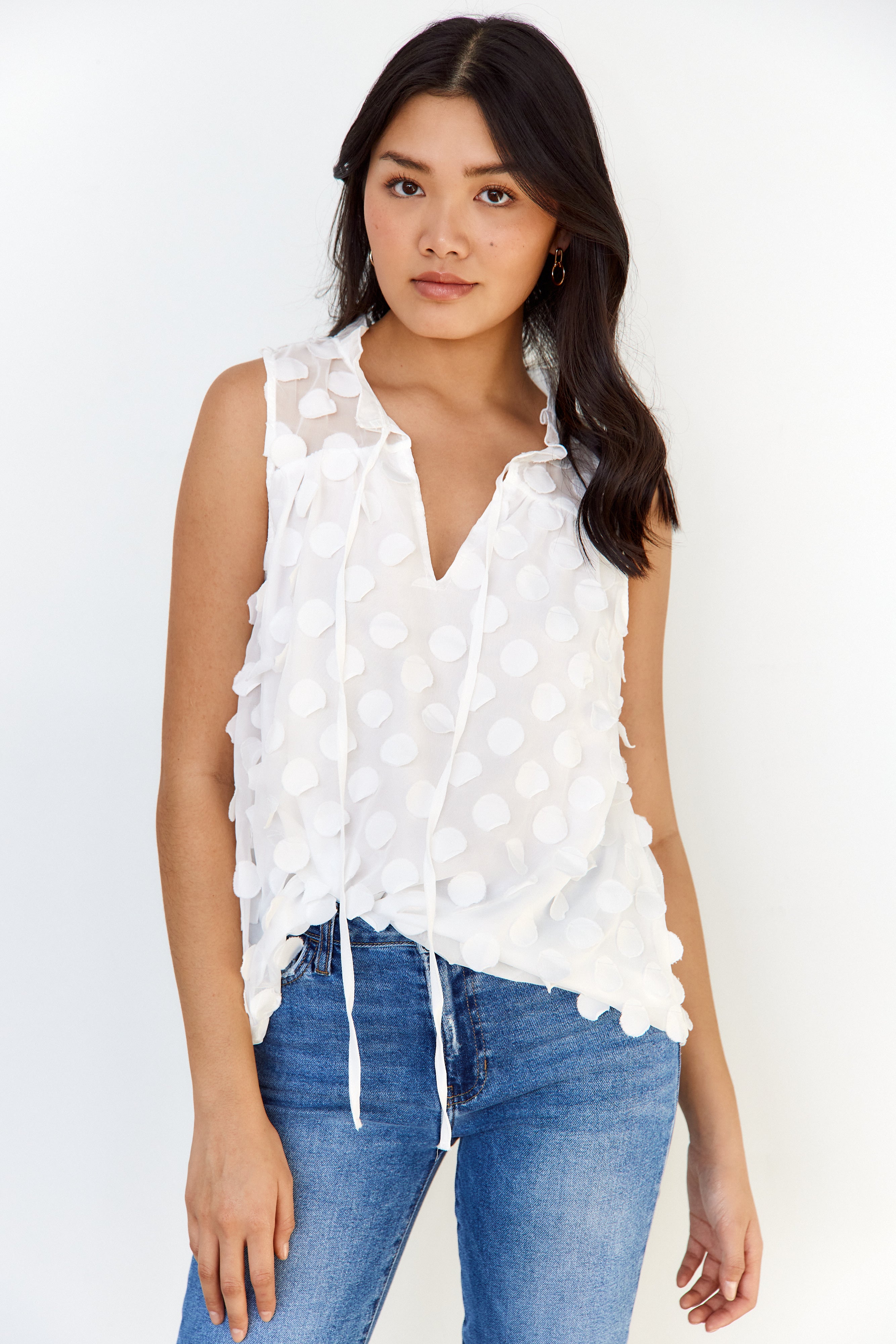 Landon Textured Polka Dot Top - fab'rik