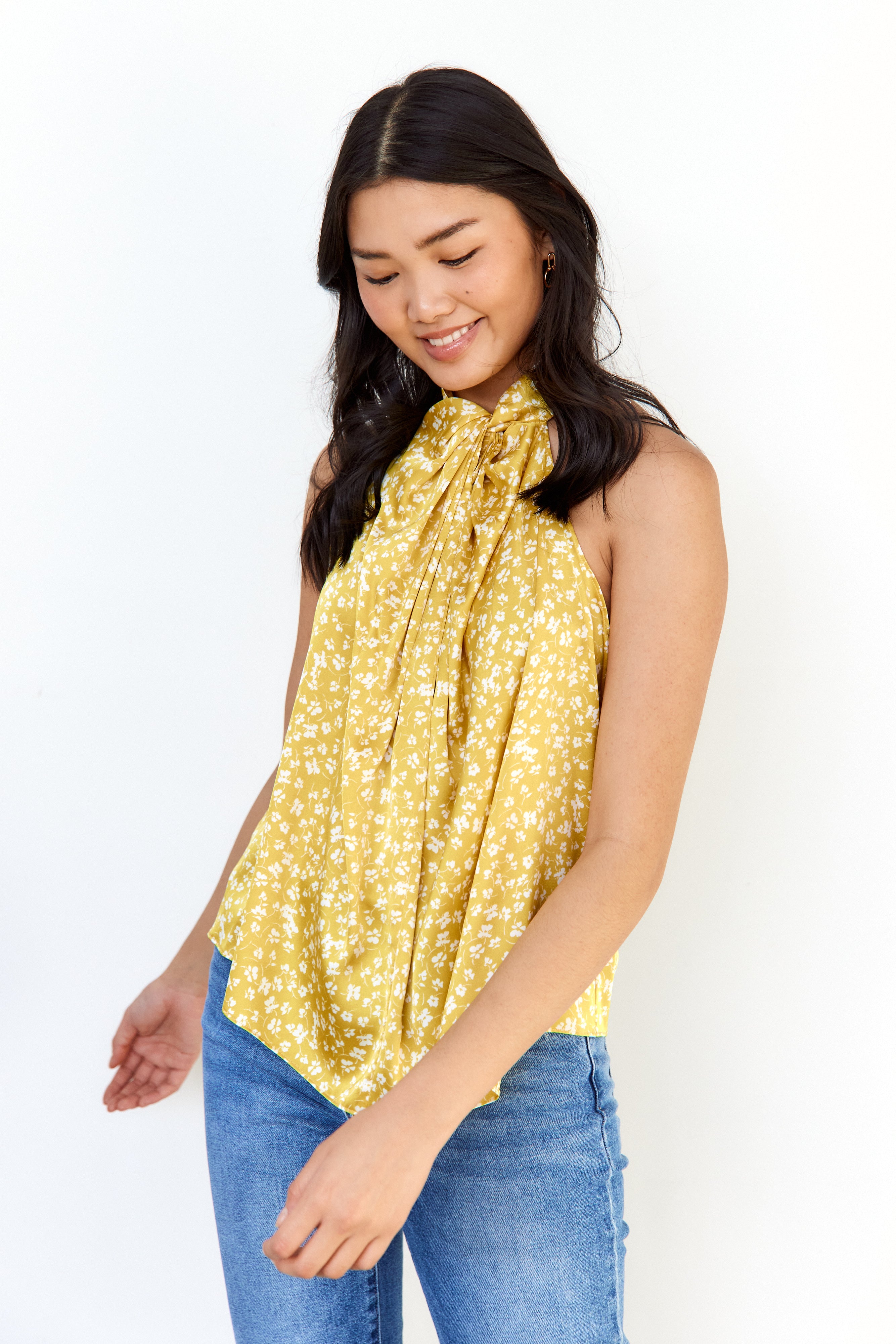 Donna Twist Front High Neck Tank - fab'rik
