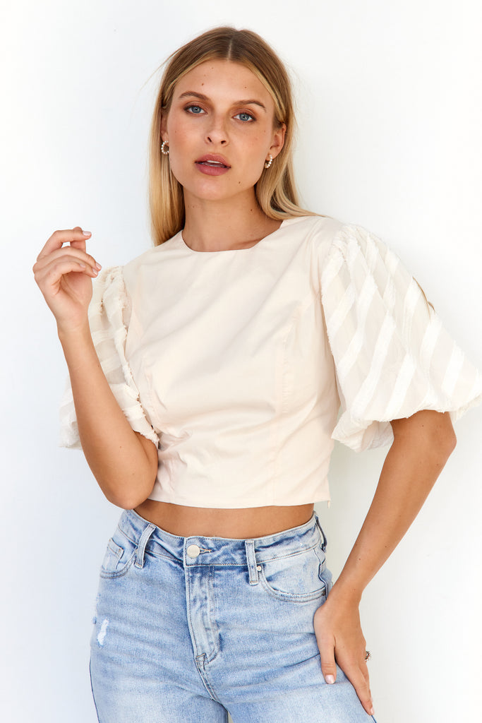Iris Textured Sleeve Top - fab'rik