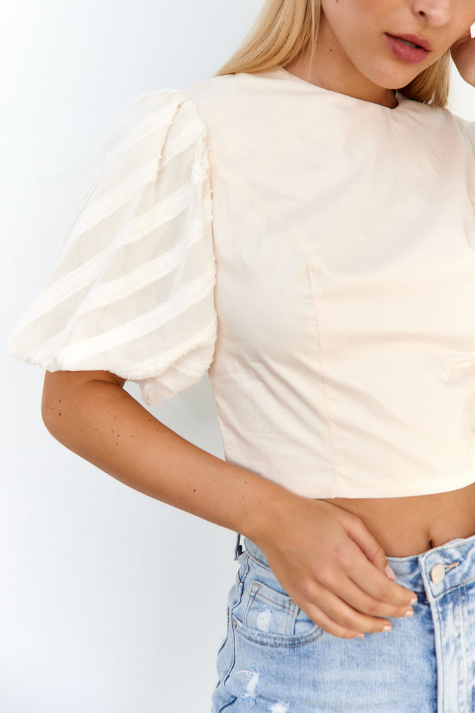 Iris Textured Sleeve Top - fab'rik