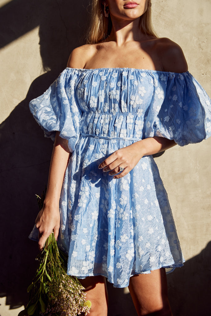 Tatum Bubble Sleeve Floral Mini Dress - fab'rik