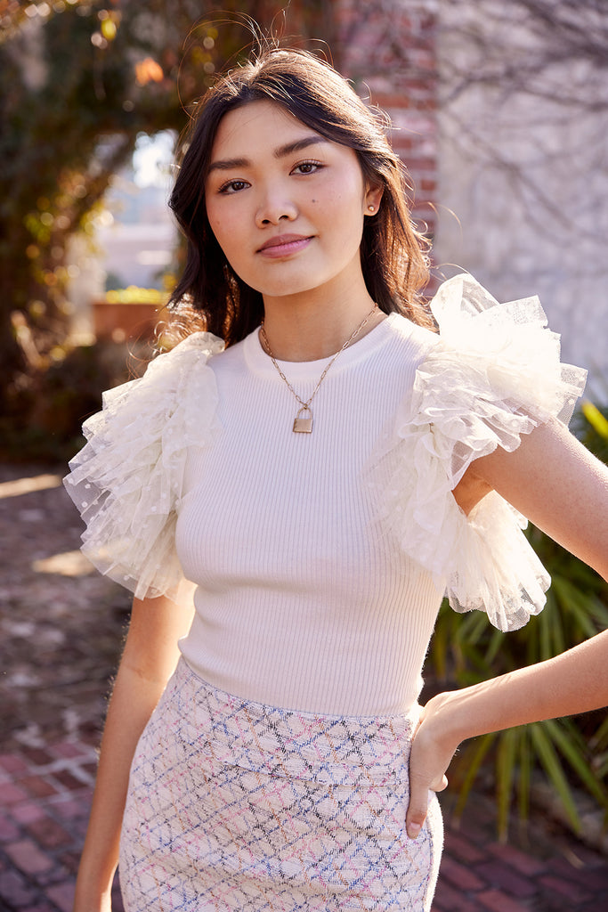 Ireland Tulle Sleeve Top - fab'rik