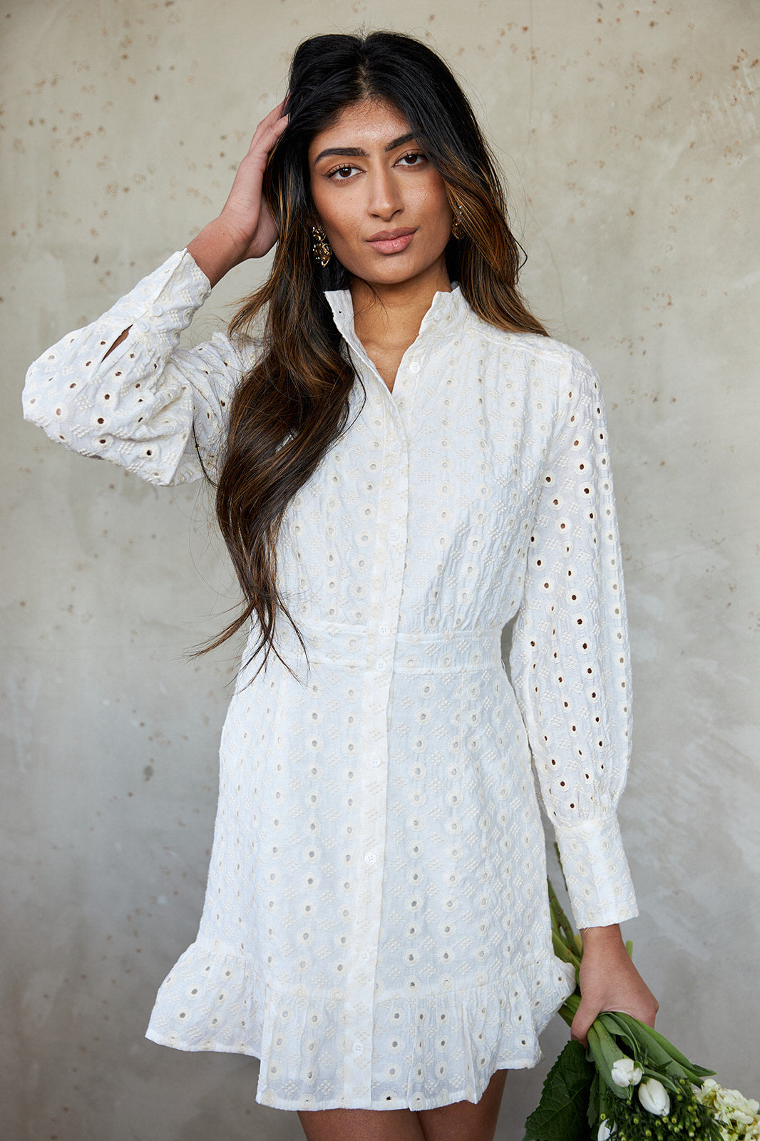 Cori Button Down Ruffled Mini Dress - fab'rik