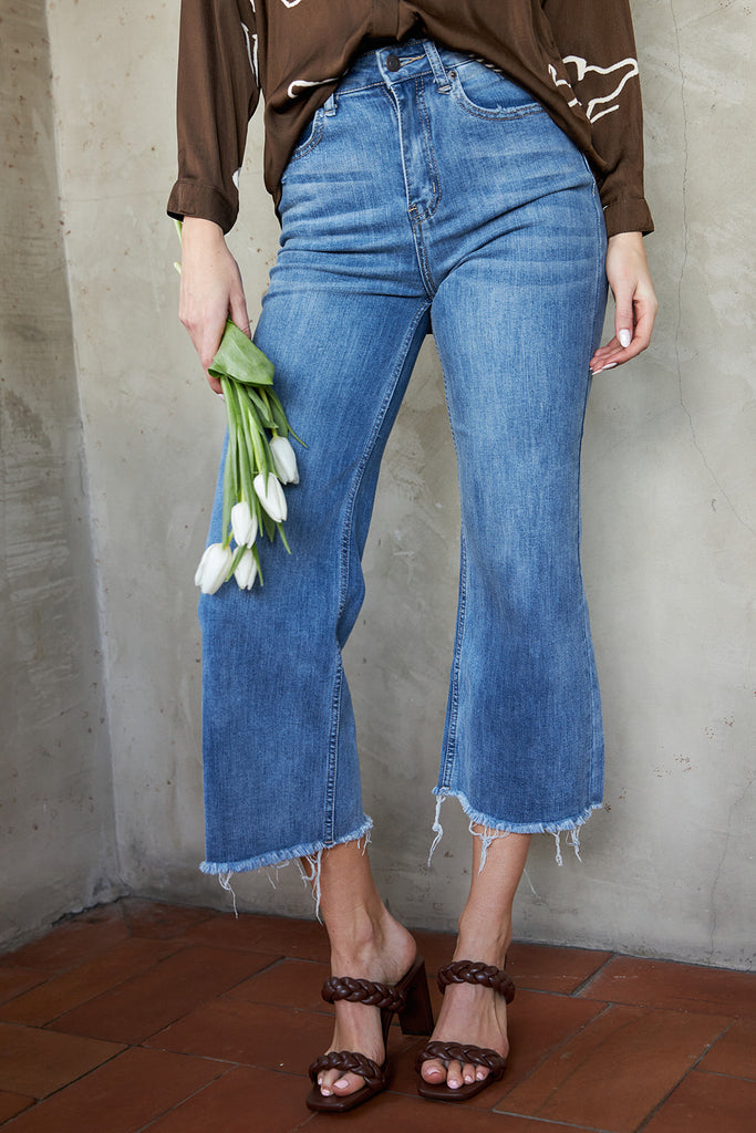 Harlin Raw Hem Wide Leg Jeans - fab'rik