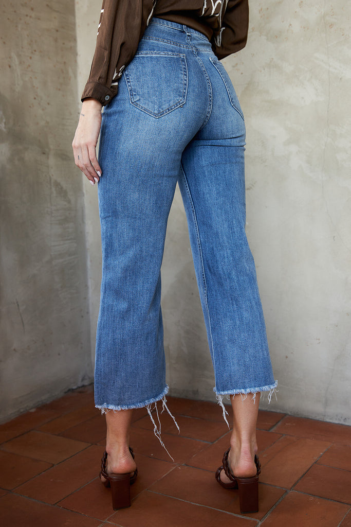 Harlin Raw Hem Wide Leg Jeans - fab'rik