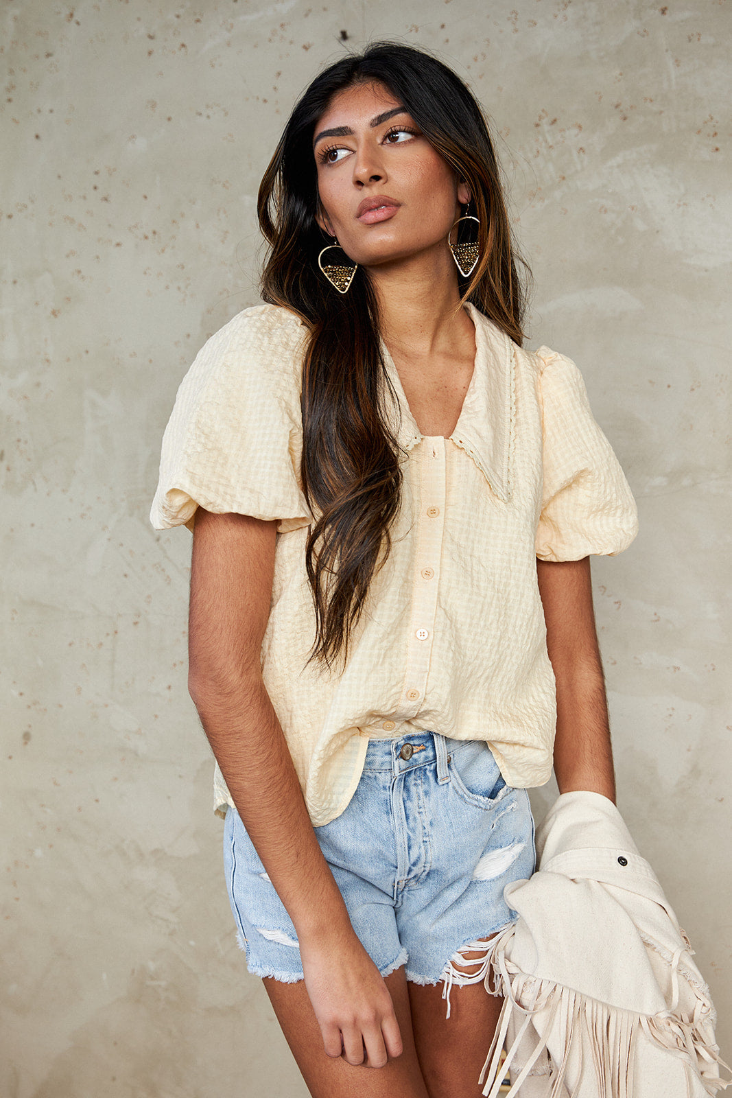 York Puff Sleeve Button Front Blouse - fab'rik