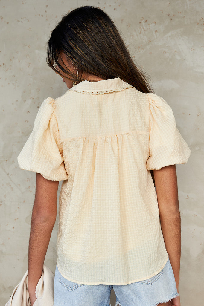 York Puff Sleeve Button Front Blouse - fab'rik