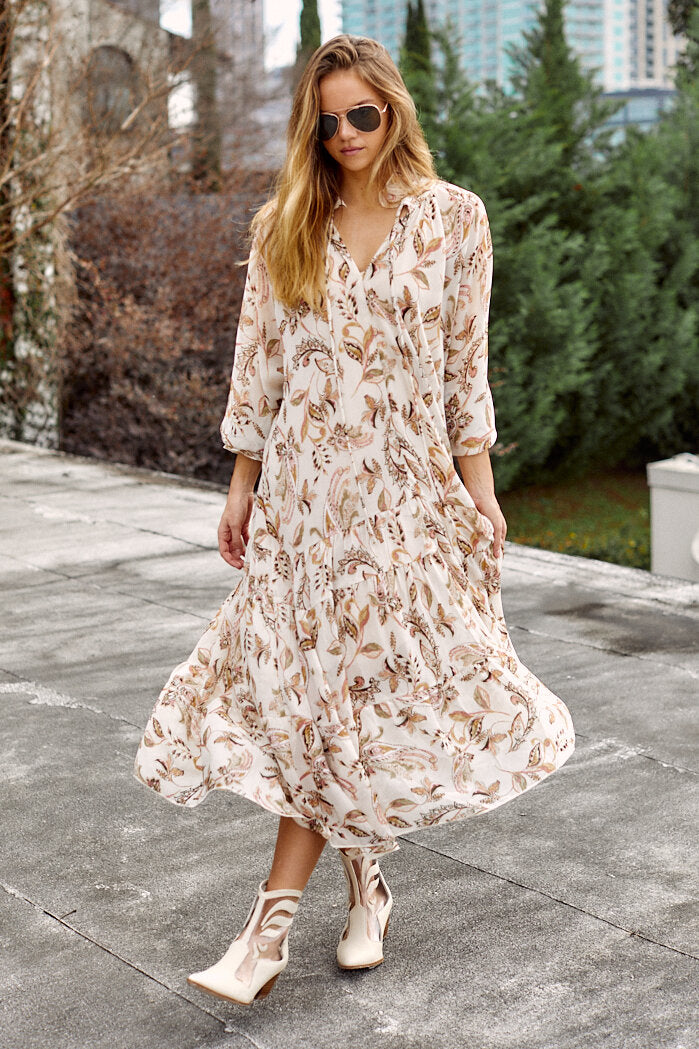 SALE - Mirabella Flower Tiered Midi Dress - fab'rik