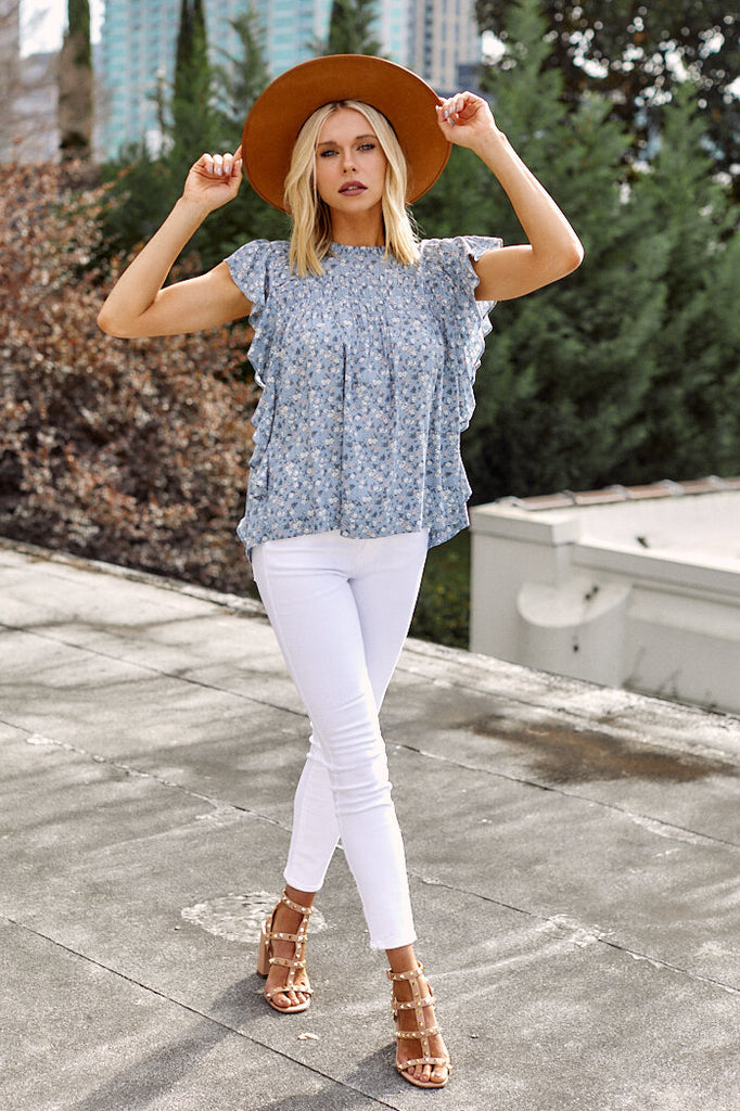 Palma Floral Ruffled Sleeve Blouse - fab'rik