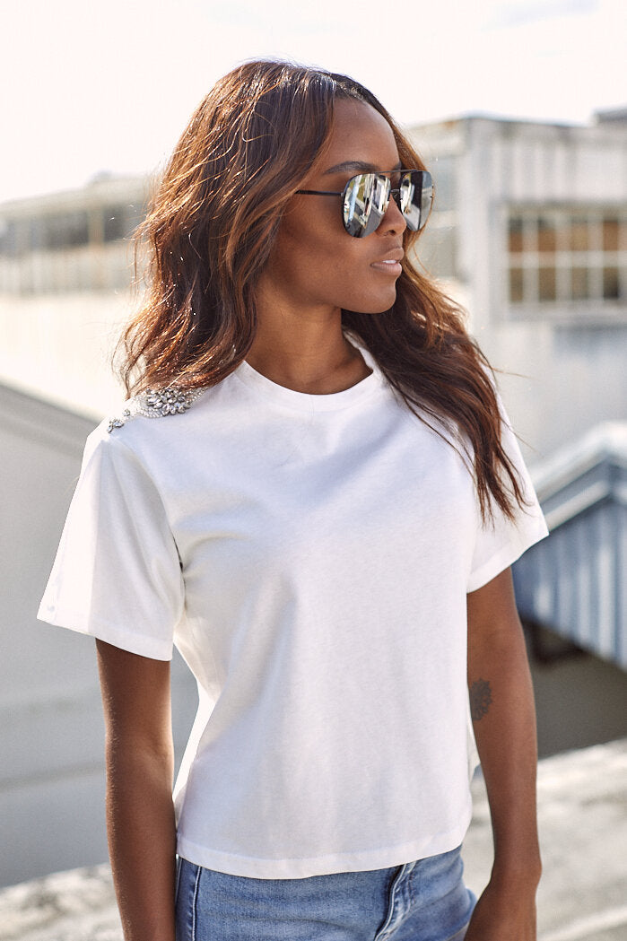 Darla Rhinestone Detail Tee - fab'rik