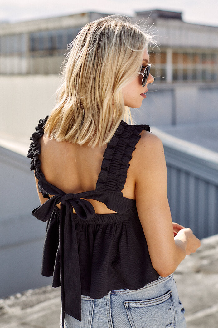 Britton Back Knot Ruffle Top - fab'rik