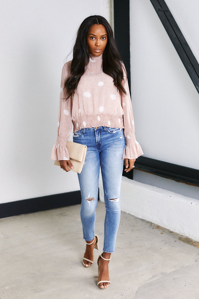 Gemma High Neck Polka Dot Blouse - fab'rik