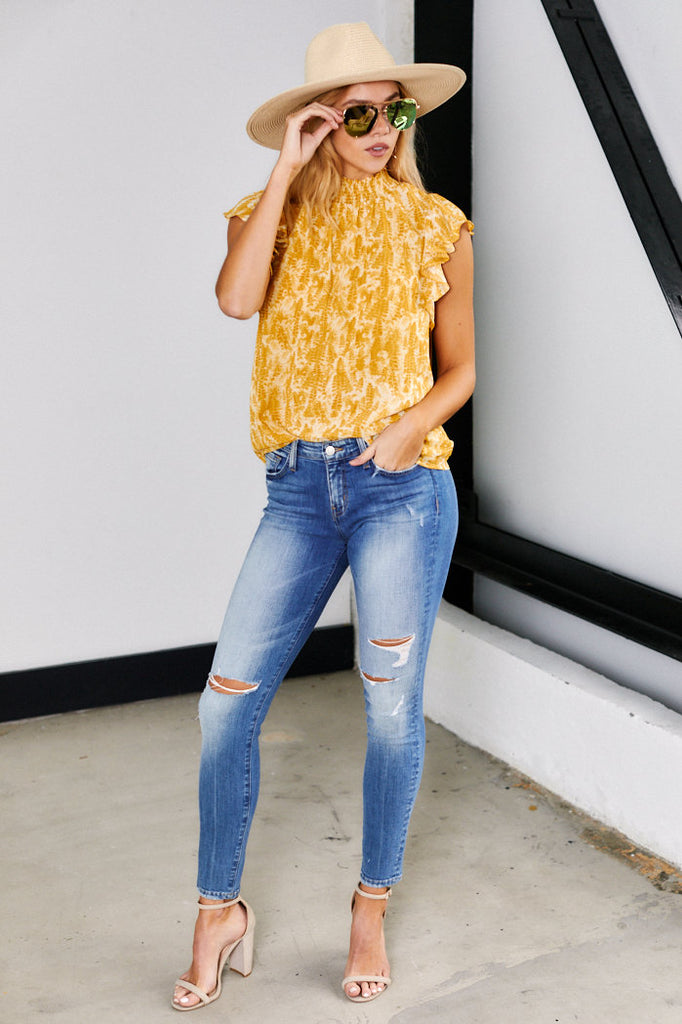 Sander Ruffle Sleeveless Snake Print Top - fab'rik