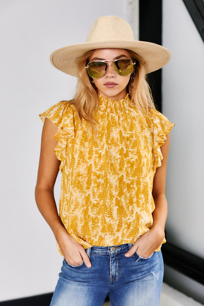 Sander Ruffle Sleeveless Snake Print Top - fab'rik