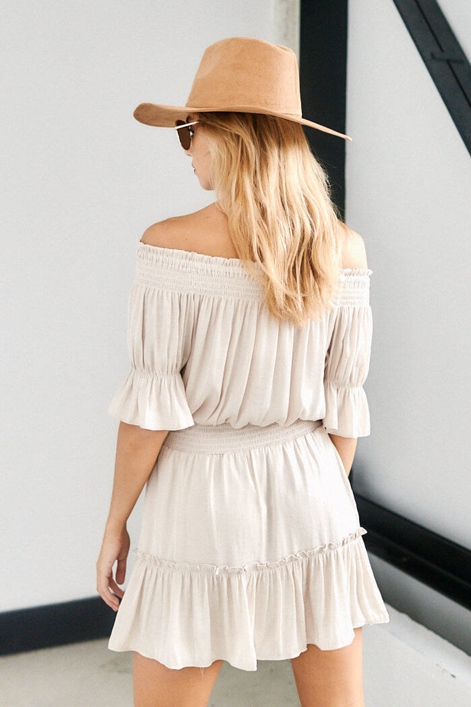 Virginia Off Shoulder Smocked Waist Dress - fab'rik