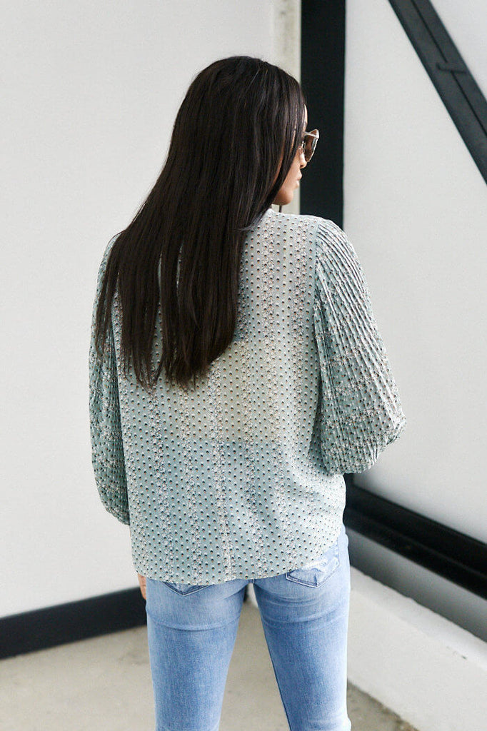 SALE - Dorian Pleated Sleeve Printed Blouse - fab'rik