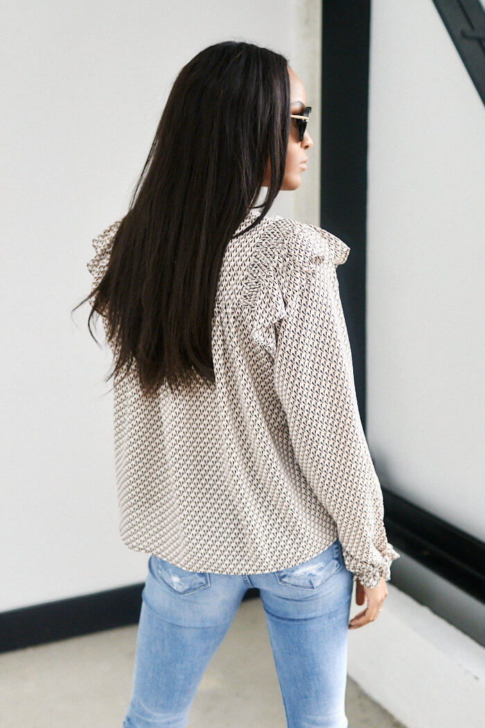 SALE - Burke Ruffle Detail Print Blouse - fab'rik