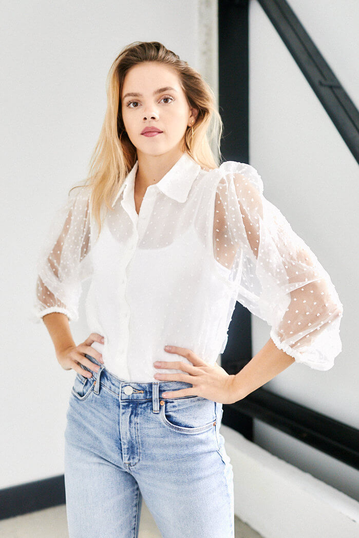 Braden Swiss Dot Sleeve Top - fab'rik